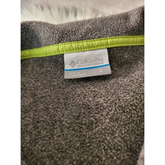 Columbia Mens Pullover Sweater Gray Green Collared‎ 1/4 Snap Long Sleeve L - Picture 5 of 6